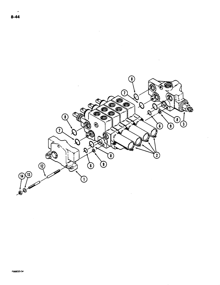 Схема запчастей Case IH 9170 - (8-44) - REMOTE VALVE ASSEMBLY (08) - HYDRAULICS