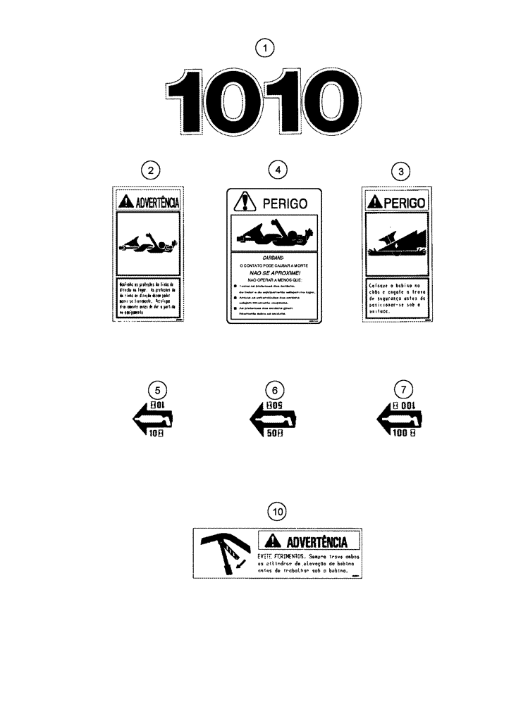 Схема запчастей Case IH 1010 - (09D-13[04]) - DECALS - PORTUESE LANGUAGE (09) - CHASSIS/ATTACHMENTS