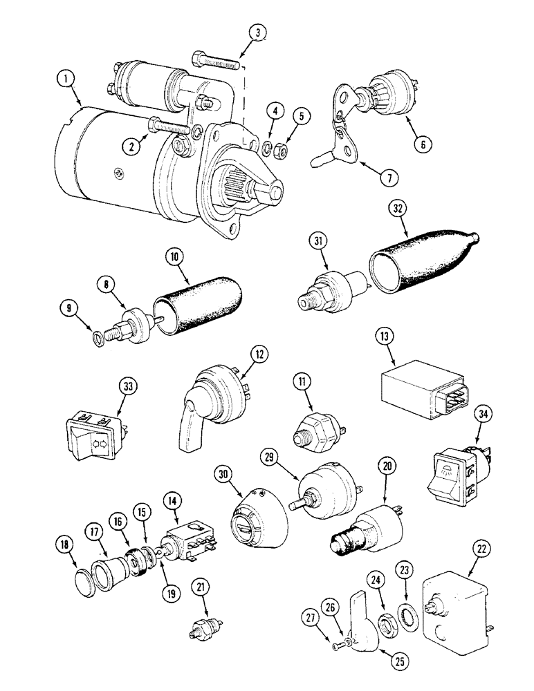 Схема запчастей Case IH 1294 - (4-58) - STARTER AND SWITCHES (04) - ELECTRICAL SYSTEMS