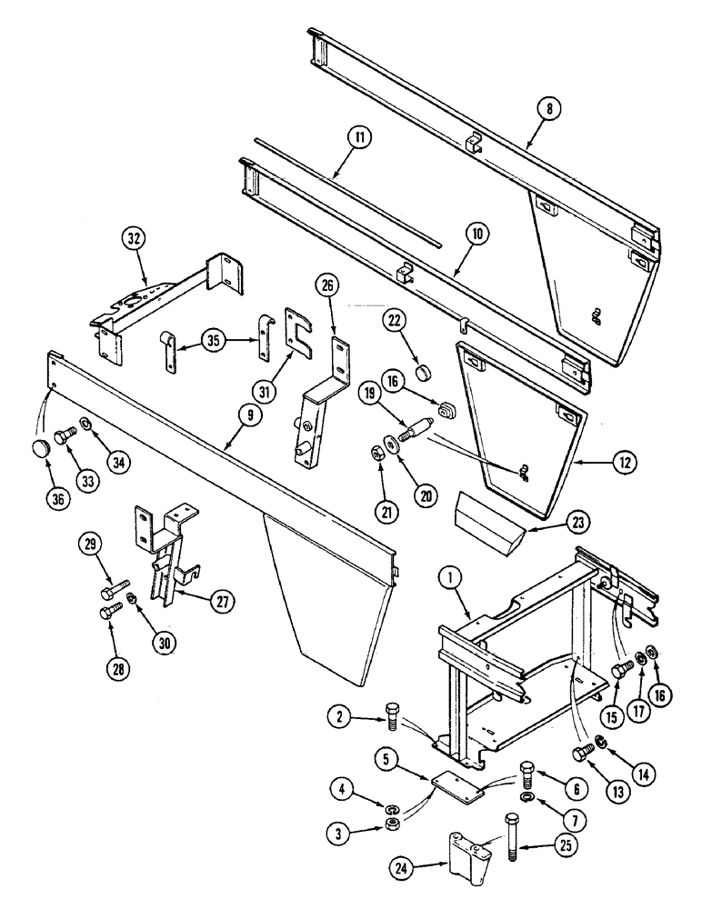 Схема запчастей Case IH 1294 - (9-294) - ENGINE HOOD SUPPORT FRAME (09) - CHASSIS/ATTACHMENTS