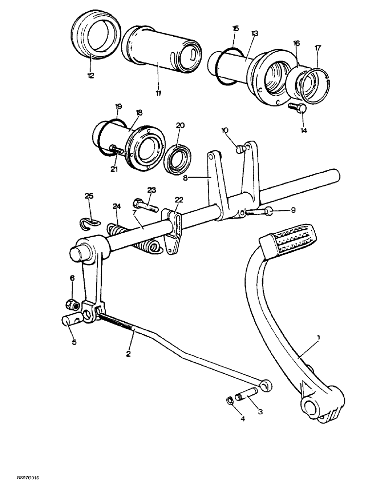 Схема запчастей Case IH 1212 - (6-14) - RELEASE MECHANISM FOR TRANSMISSION CLUTCH, 1210, 1210G, 1212 AND 1212G TRACTORS (06) - POWER TRAIN