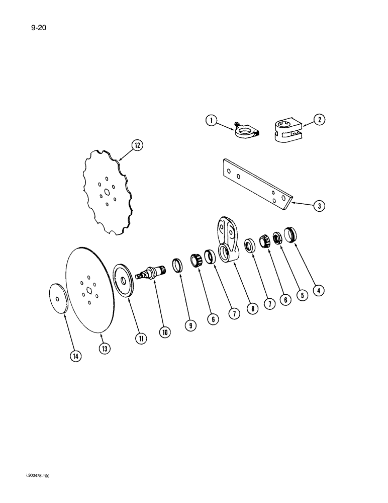 Схема запчастей Case IH 735 - (9-20) - ROLLING COLTER, SHEAR BOLT TYPE WITH 20 INCH DISC 