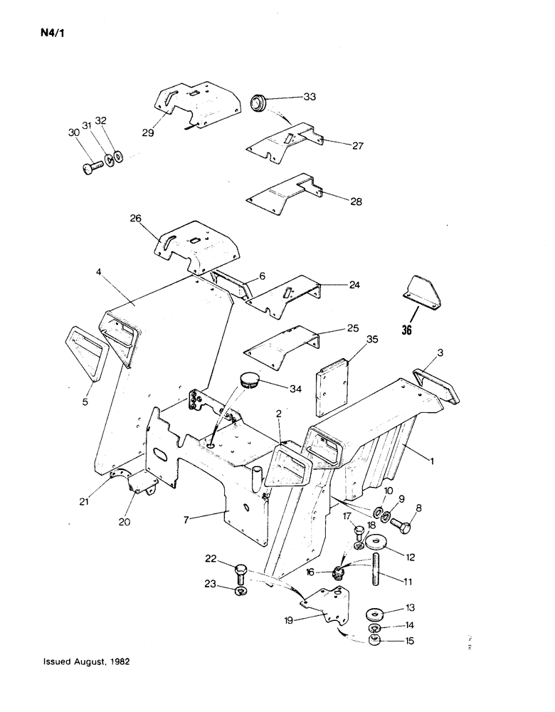 Схема запчастей Case IH 1190 - (N-04) - REAR AXLE COVER, FENDERS AND MOUNTINGS (08) - SHEET METAL