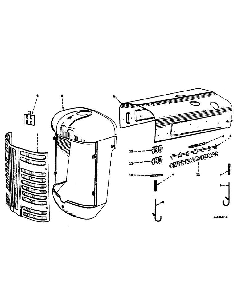 Схема запчастей Case IH 130 - (13-2) - SUPERSTRUCTURE, RADIATOR GRILLE AND HOOD, FOR 100 AND 130 SERIES TRACTORS (05) - SUPERSTRUCTURE