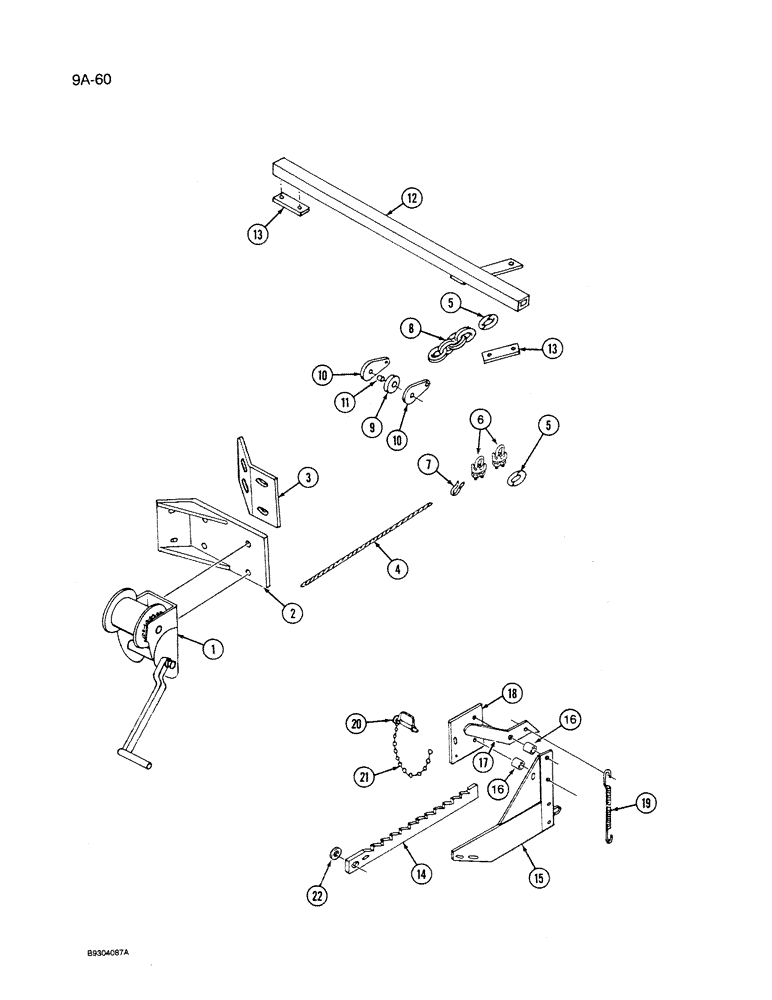 Схема запчастей Case IH 1250 - (9A-060) - BALED HAY AND GRAIN FEEDER, CABLE WINCH (09) - CHASSIS ATTACHMENTS