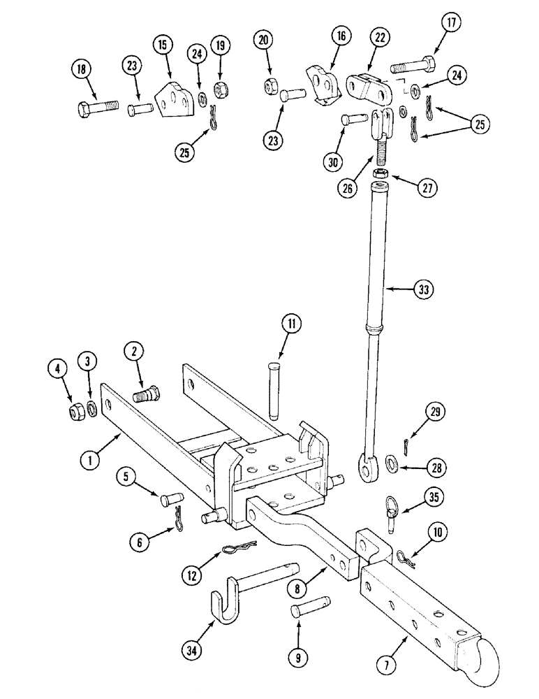 Схема запчастей Case IH 1394 - (9-396) - COMBINED DRAWBAR AND PICK-UP HITCH, DRAWBAR AND FRAME, NOT NORTH AMERICA (09) - CHASSIS/ATTACHMENTS