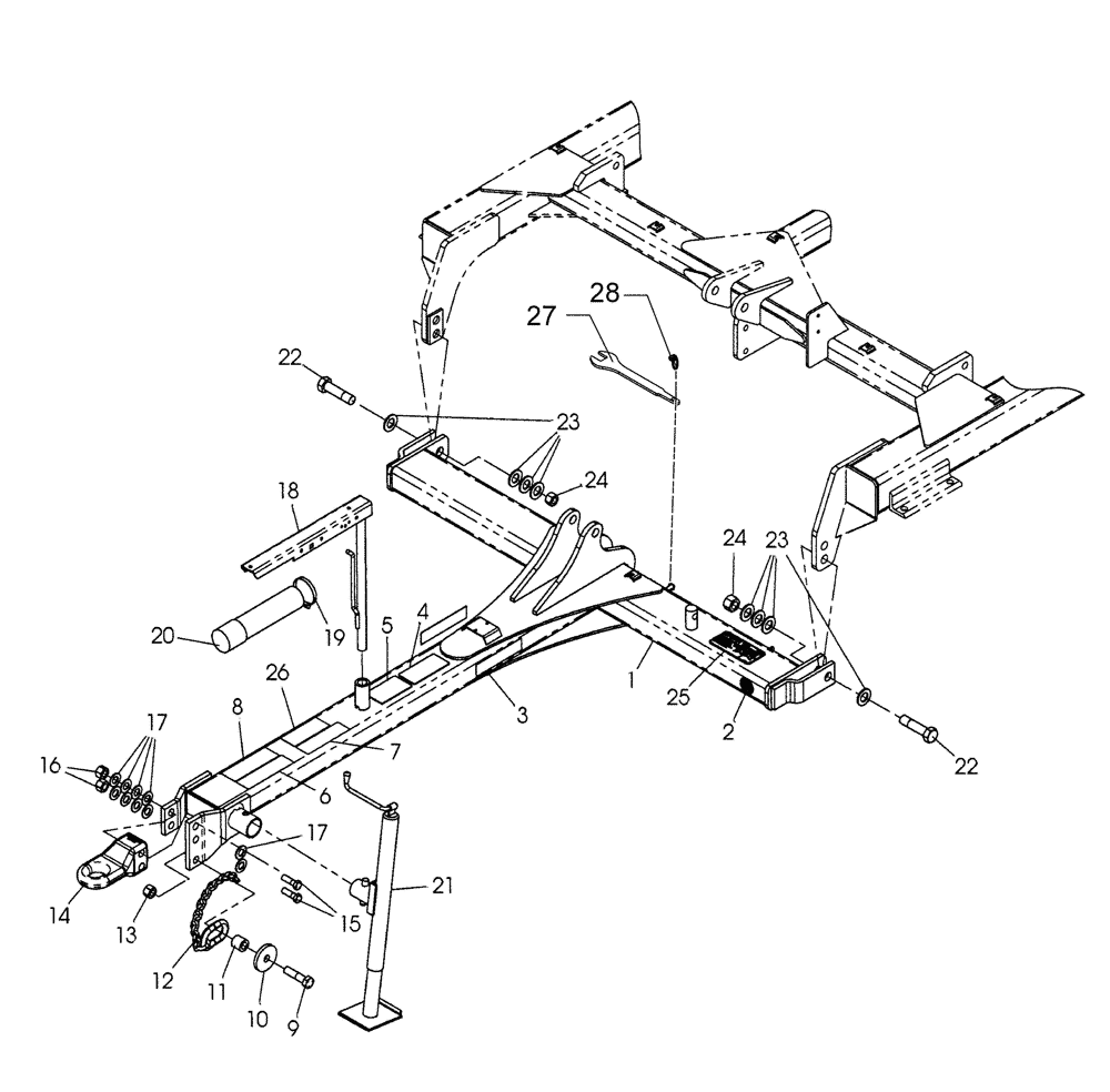 Схема запчастей Case IH 370 TRUE-TANDEM - (39.100.03) - PULL FRAME PARTS (39) - FRAMES AND BALLASTING