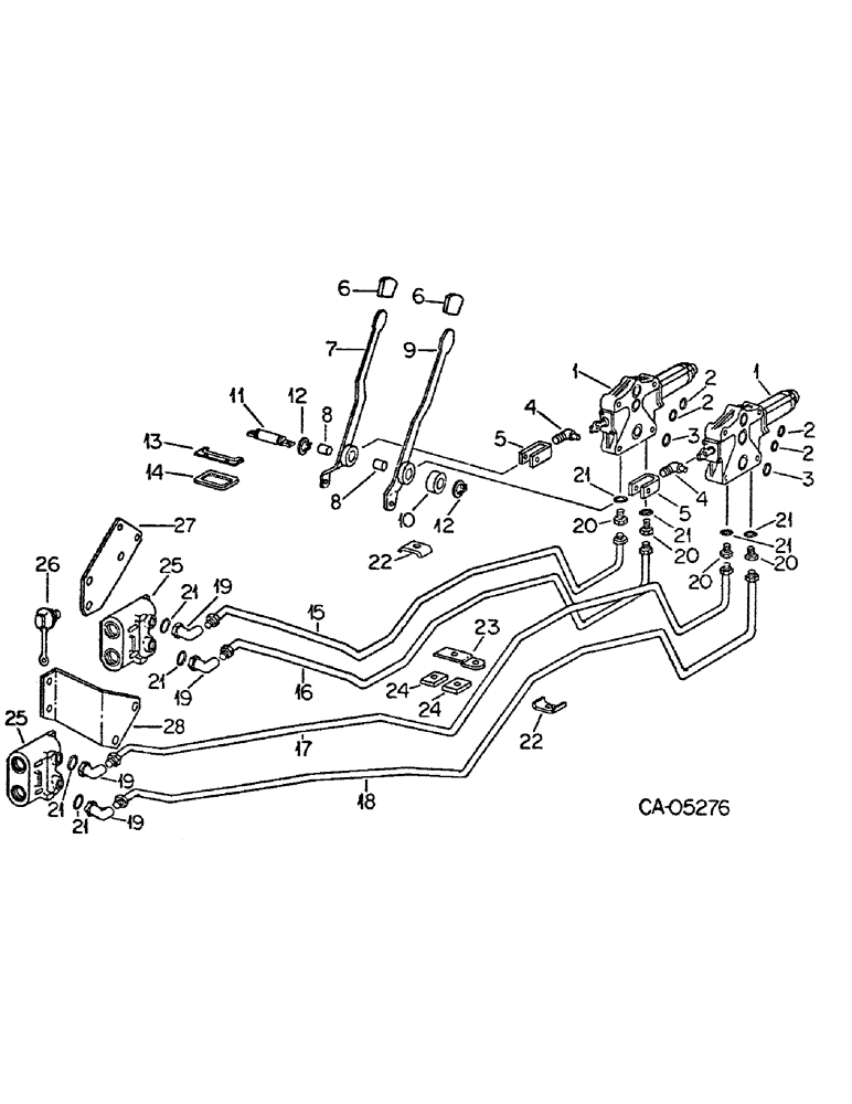 Схема запчастей Case IH 786 - (10-45) - HYDRAULIC, DOUBLE AUXILIARY VALVES, OPEN CENTER (07) - HYDRAULICS