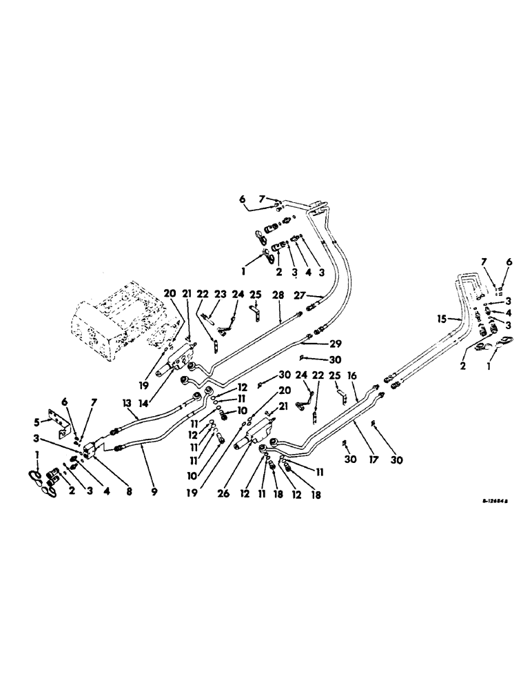 Схема запчастей Case IH 504 - (231) - HYDRAULIC SYSTEM, AUXILIARY VALVES AND MANIFOLD TUBES, FARMALL TRACTORS W/SERIAL NO. 14969 AND BELOW (07) - HYDRAULIC SYSTEM