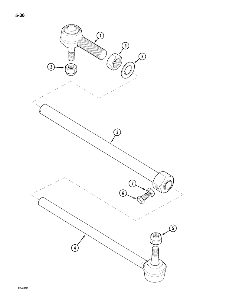 Схема запчастей Case IH 495 - (5-036) - TIE RODS, ADJUSTABLE FRONT AXLES (05) - STEERING