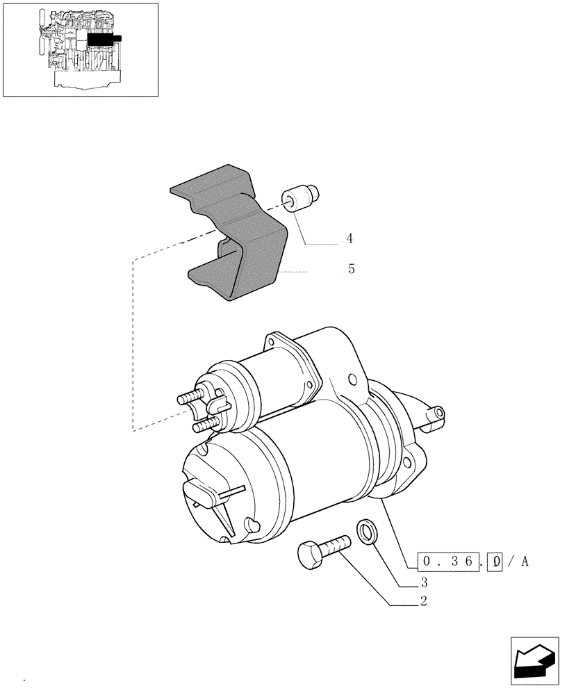 Схема запчастей Case IH JX1070N - (0.36.0) - STARTER MOTOR (01) - ENGINE