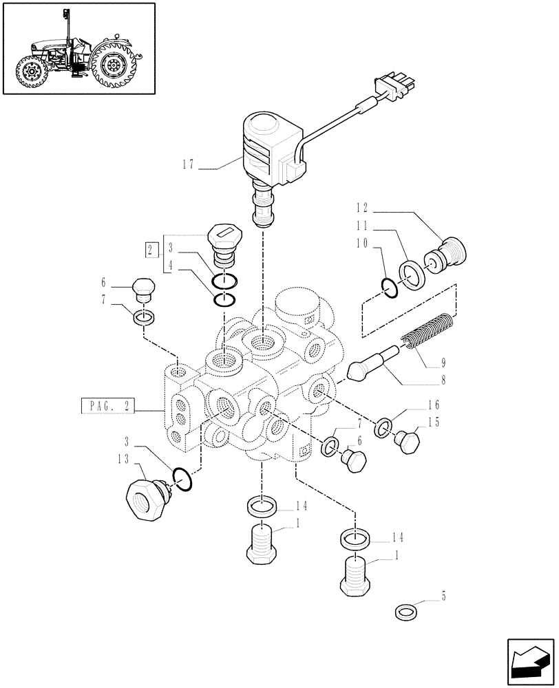 Схема запчастей Case IH JX1060C - (1.33.2/04[01]) - (VAR.275-275/1) HI-LO CLUTCH ENGAGEMENT - CAPS AND SOLENOID VALVE (04) - FRONT AXLE & STEERING