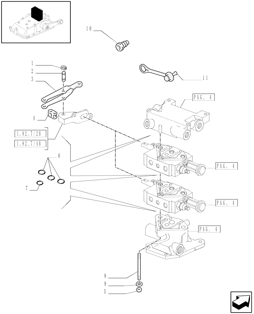 Схема запчастей Case IH JX1060C - (1.82.7/05[05]) - (VAR.028) 2 REMOTE VALVES FOR MID-MOUNT AND EDC - REMOTE VALVES - D5484 (07) - HYDRAULIC SYSTEM