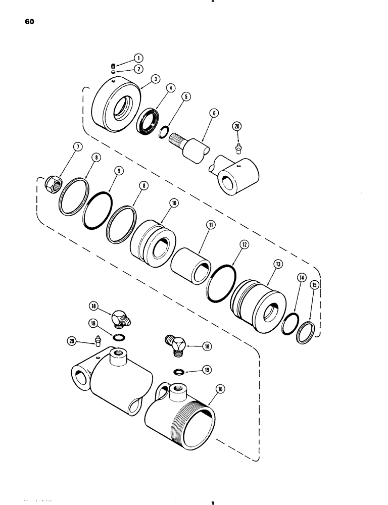 Схема запчастей Case IH 70 - (60) - BUCKET CYLINDER, 70L, 70S, 70U AND 70Q, USED SN 1610126 & AFTER (35) - HYDRAULIC SYSTEMS