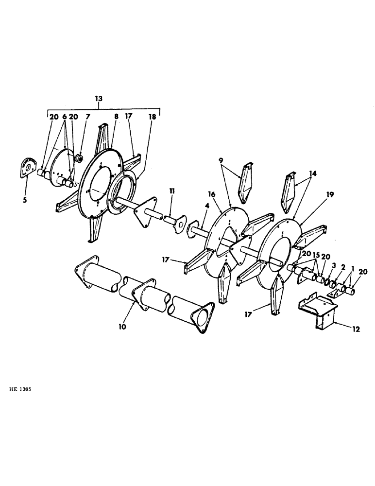 Схема запчастей Case IH 230 - (16-16) - PLATFORM, PICK-UP REEL CENTER SHAFT - 10-1/2 FT. Platform