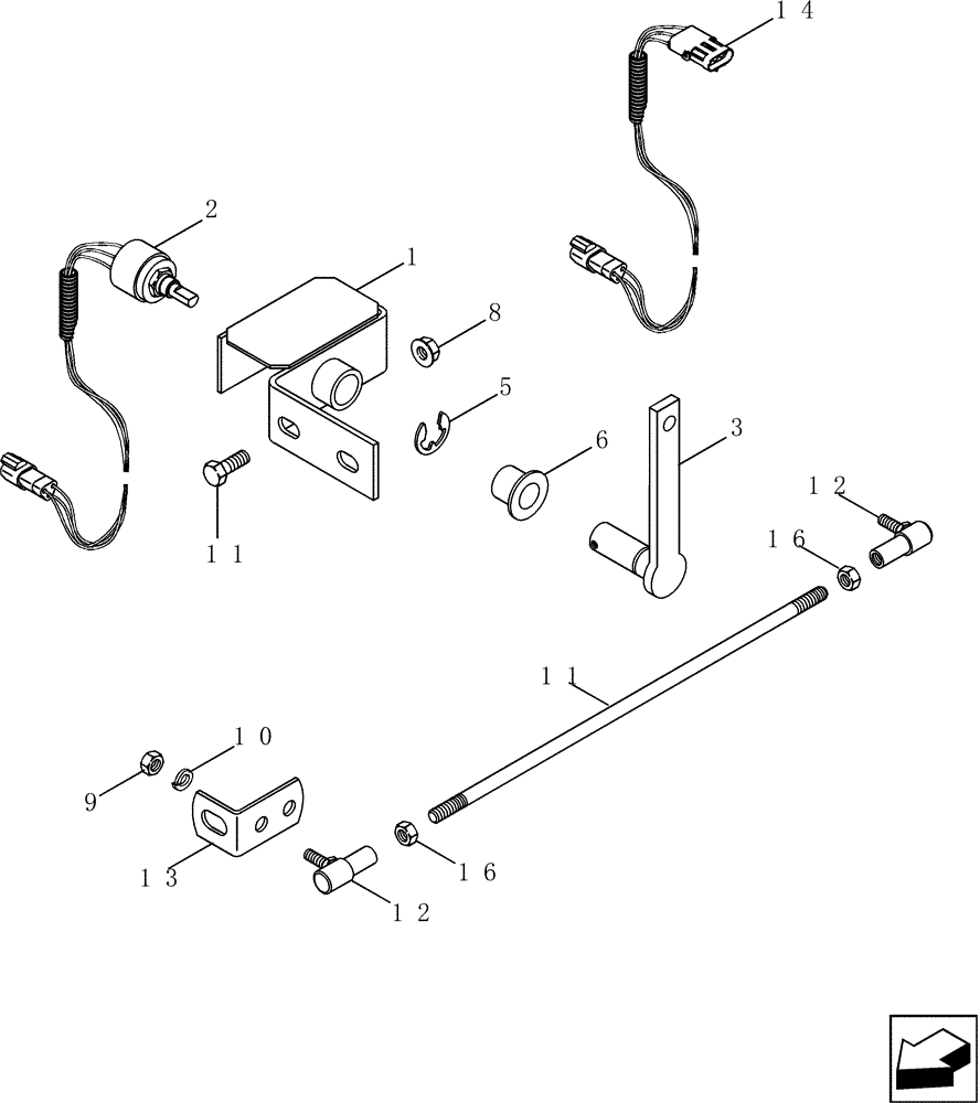 Схема запчастей Case IH 2577 - (55.100.46) - HEADER HEIGHT POTENTIOMETER AND MOUNTING, AFS (55) - ELECTRICAL SYSTEMS