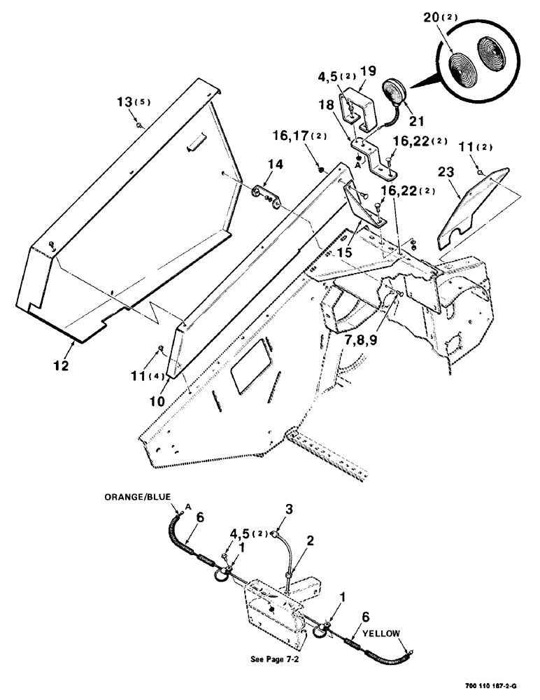 Схема запчастей Case IH 8830 - (7-22) - HEADER SHIELDS AND FLASHER ASSEMBLIES, RIGHT (09) - CHASSIS