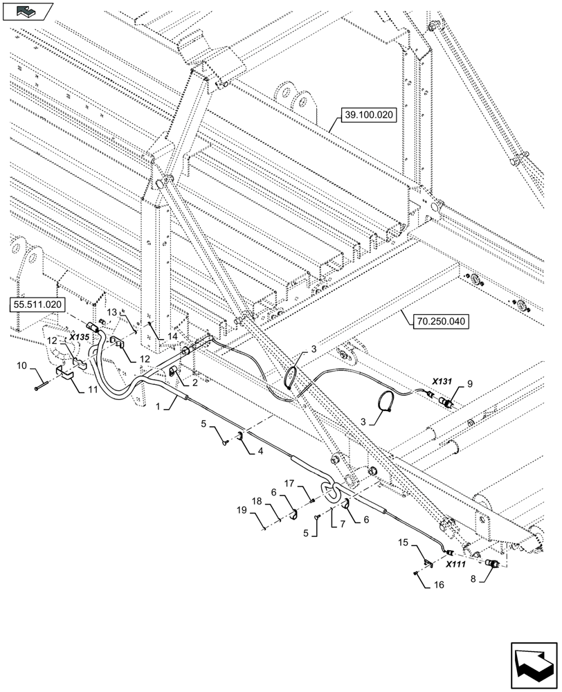 Схема запчастей Case IH LB334S - (55.422.010) - ROLLER BALE CHUTE, ELECTRICITY (55) - ELECTRICAL SYSTEMS