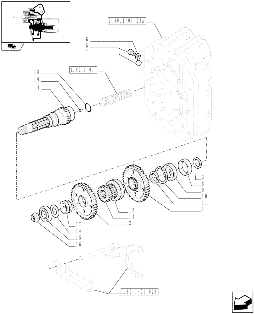 Схема запчастей Case IH PUMA 195 - (1.80.1/01[01A]) - (VAR.809) PTO 540/1000 RPM WITH INTERCHANGABLE SHAFTS - SHAFT AND GEARS - D6518 (07) - HYDRAULIC SYSTEM