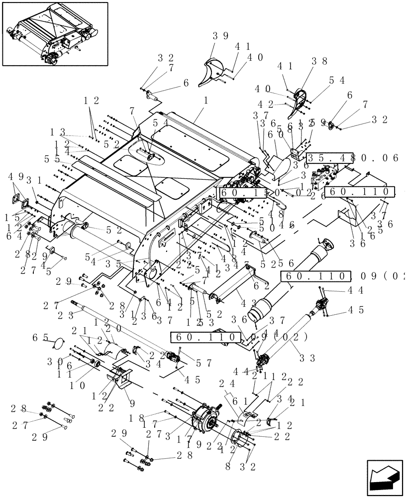 Схема запчастей Case IH 9010 - (60.110.08) - FEEDER FRAME - 7010/8010 (60) - PRODUCT FEEDING