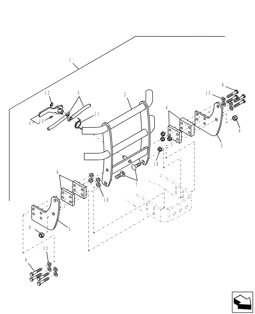 Схема запчастей Case IH L340 - (009) - GRILLE GUARD KIT 