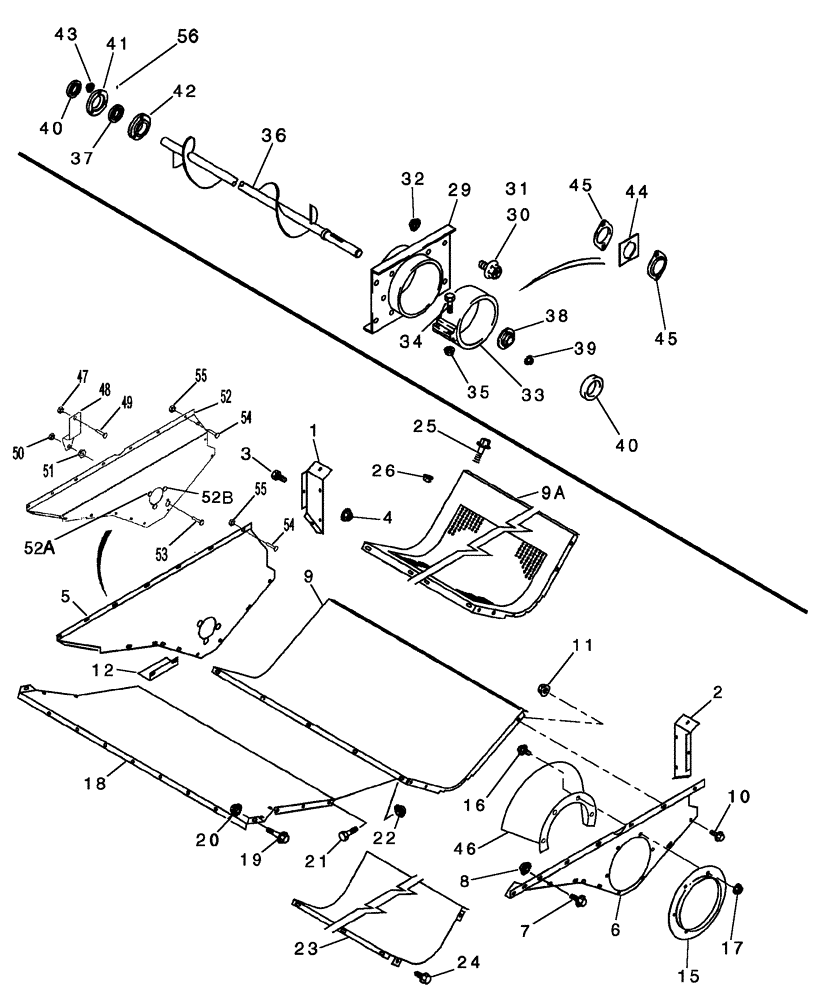 Схема запчастей Case IH 2388 - (09D-01) - GRAIN AUGER TROUGH (16) - GRAIN ELEVATORS & AUGERS