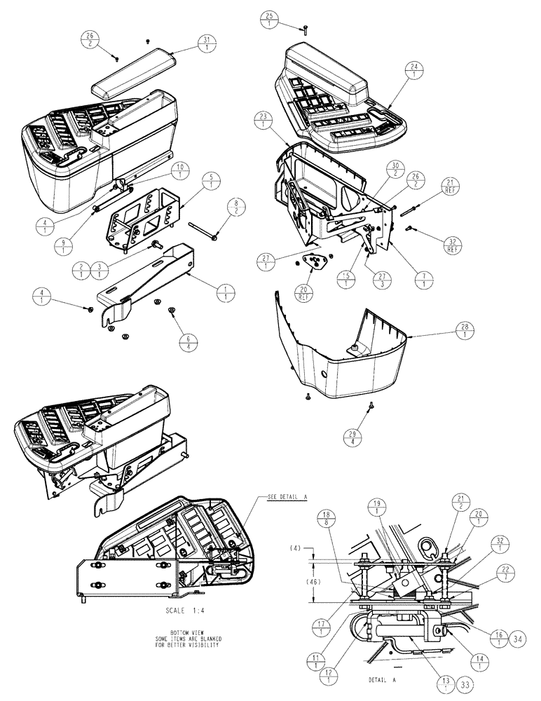 Схема запчастей Case IH SPX4260 - (01-022) - RH CONSOLE SUB ASSEMBLY Cab Interior