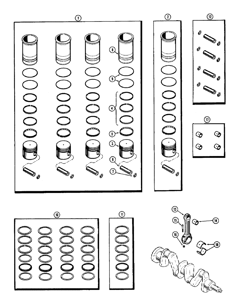 Схема запчастей Case IH 950 - (018) - PISTONS - SLEEVES AND CONNECTING RODS 