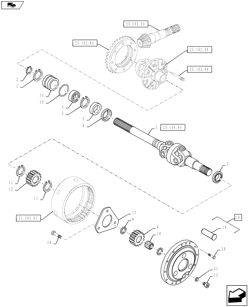 Схема запчастей Case IH PUMA 160 - (25.108.02) - VAR - 330427 - CL.3 FRONT AXLE W/ BRAKES - FINAL DRIVE (25) - FRONT AXLE SYSTEM