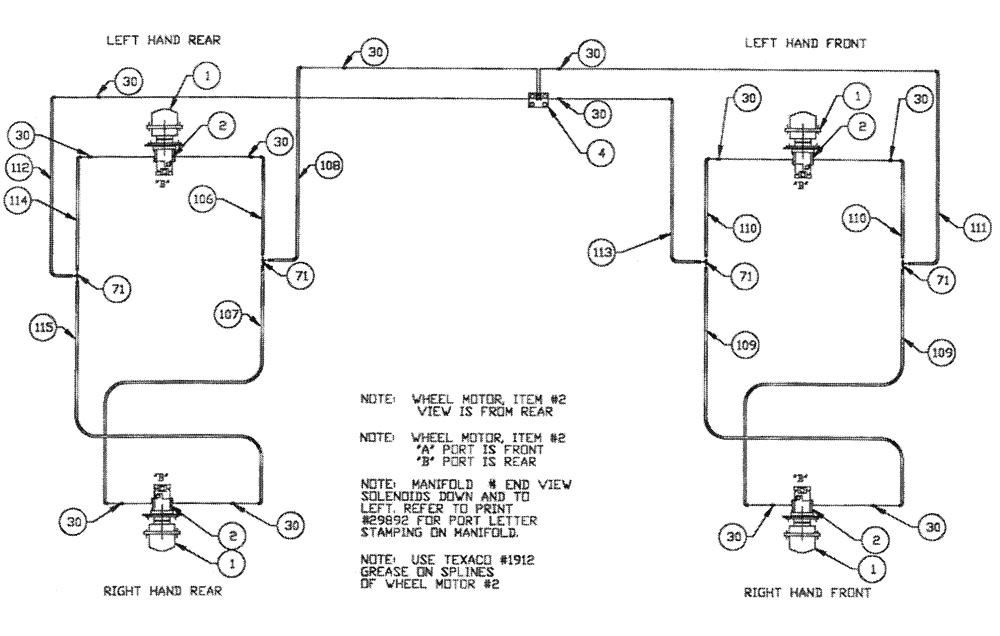 Схема запчастей Case IH PATRIOT XL - (06-009) - HYDRAULIC PLUMBING - WHEEL MOTOR POWER SHIFT Hydraulic Plumbing