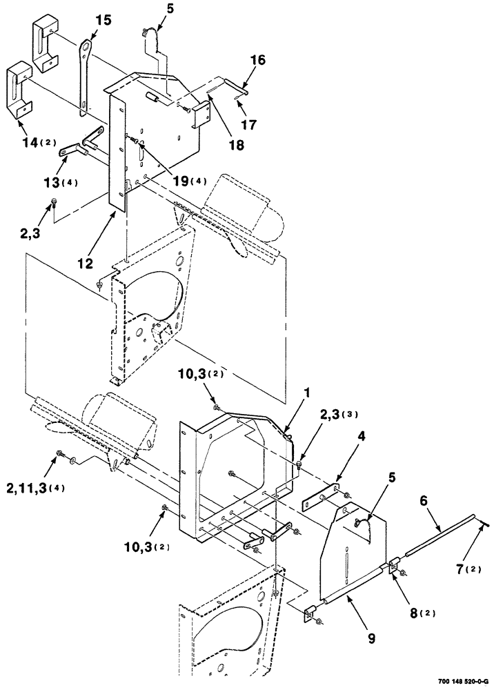 Схема запчастей Case IH RS561A - (7-030) - MESH WRAP FRAME ASSEMBLY,  UPPER (12) - MAIN FRAME