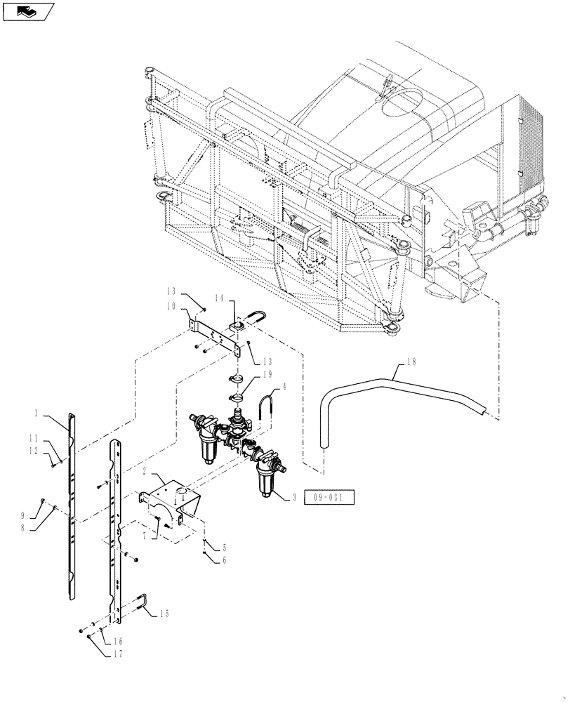 Схема запчастей Case IH 4420 - (09-056) - CENTER SECTION PLUMBING, 7 SECTION, LO-FLOW, 120’ BOOM Liquid Plumbing