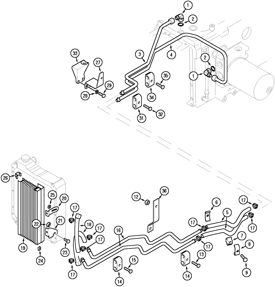 Схема запчастей Case IH C70 - (08-02) - OIL COOLER AND CONNECTIONS (08) - HYDRAULICS