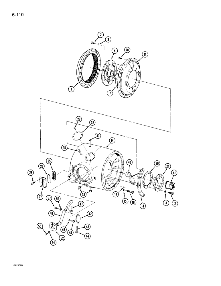 Схема запчастей Case IH 9250 - (6-110) - BAR AXLE, DIFFERENTIAL HOUSING (06) - POWER TRAIN