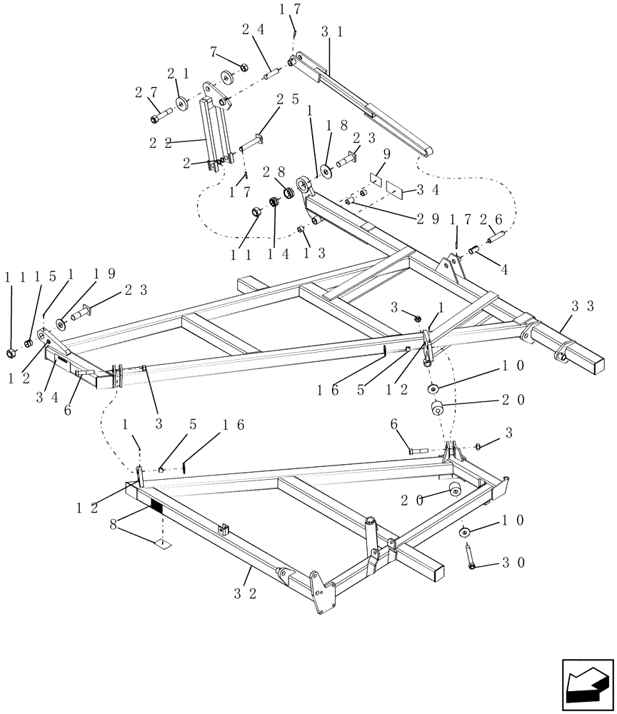 Схема запчастей Case IH PTX600 - (1.080.1) - 9 FT FIVE SECTION OUTER WING ASSEMBLY (12) - FRAME