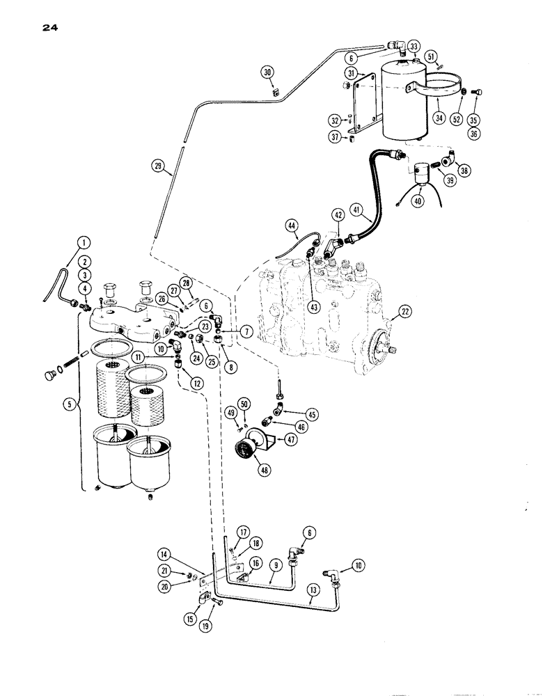 Схема запчастей Case IH A301D - (24) - FUEL INJECTION FILTER SYSTEM, DIESEL ENGINE 