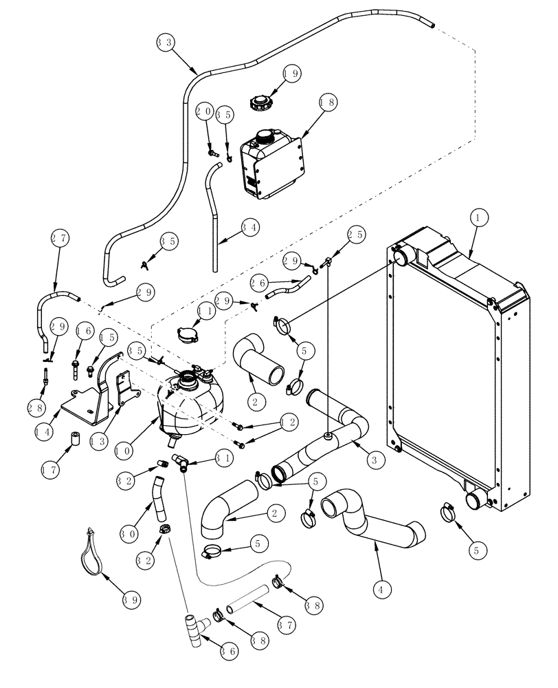 Схема запчастей Case IH MX180 - (02-03) - DEAERATION SYSTEM, MX180, MX200, MX220 (02) - ENGINE