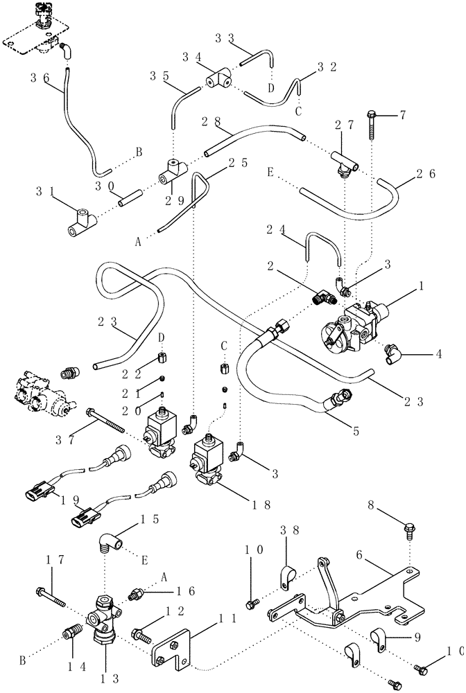 Схема запчастей Case IH MX210 - (07-14) - TRAILER BRAKES - PNEUMATIC, VALVES (07) - BRAKES