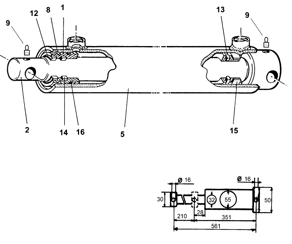 Схема запчастей Case IH LX760 - (35.100.BI[10]) - VAR - 717481006 - BALE HANDLER DB2115 HYDRAULIC CYLINDER (35) - HYDRAULIC SYSTEMS