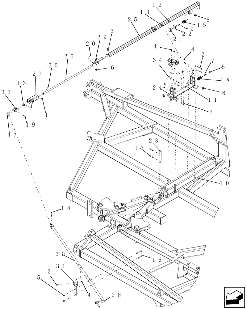 Схема запчастей Case IH PTX600 - (1.121.1) - RAM MOUNT DEPTH CONTROL (12) - FRAME