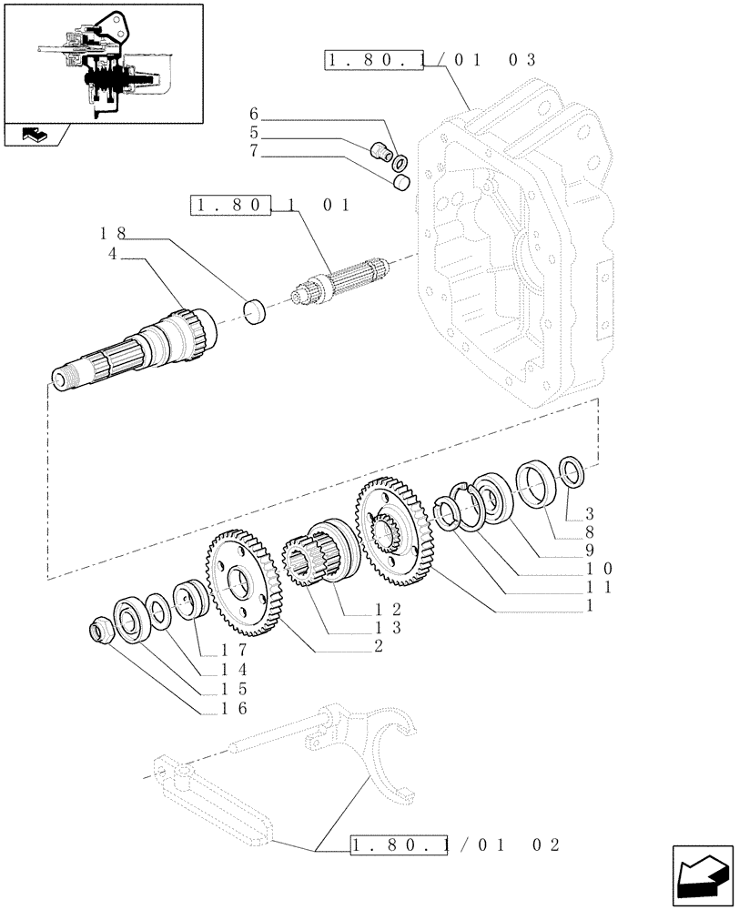 Схема запчастей Case IH PUMA 210 - (1.80.1/01[01]) - (VAR.809) PTO 540/1000 RPM WITH INTERCHANGABLE SHAFTS - SHAFT AND GEARS - C6518 (07) - HYDRAULIC SYSTEM