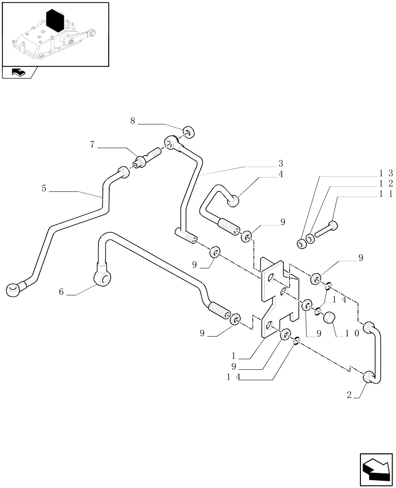 Схема запчастей Case IH FARMALL 90 - (1.82.7/04) - MID-MOUNT VALVES HYDRAULIC CONNECTION (VAR.335560) (07) - HYDRAULIC SYSTEM