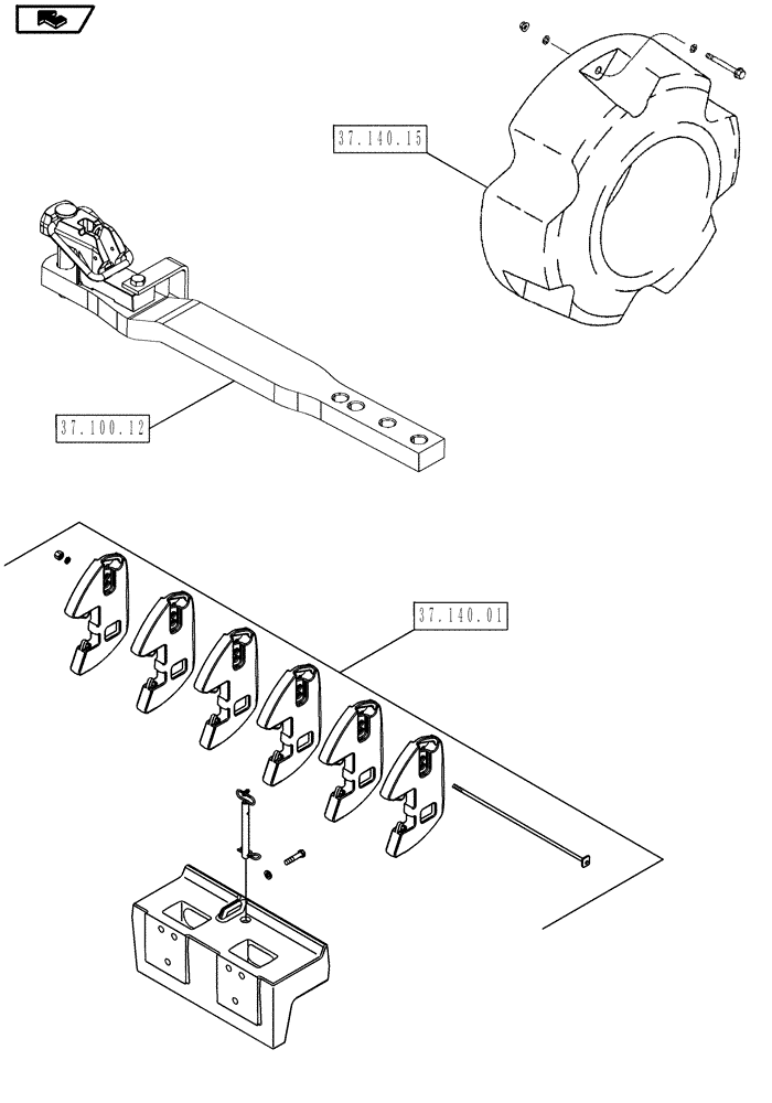 Схема запчастей Case IH MAGNUM 180 - (00.000.37) - PICTORIAL INDEX - TOWING HOOKS & BALLASTING (00) - GENERAL & PICTORIAL INDEX