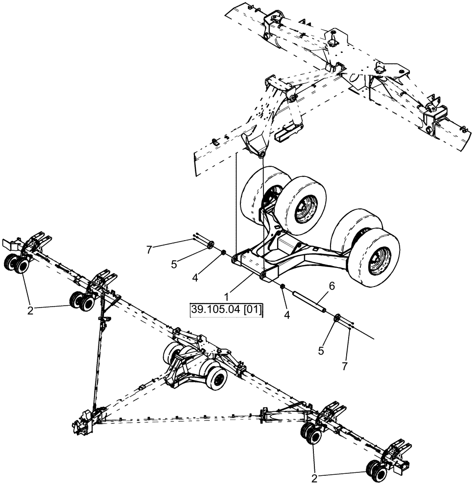 Схема запчастей Case IH 1260 - (44.100.01) - AXLE AND WHEELS - STANDARD WING WHEELS 30" (44) - WHEELS