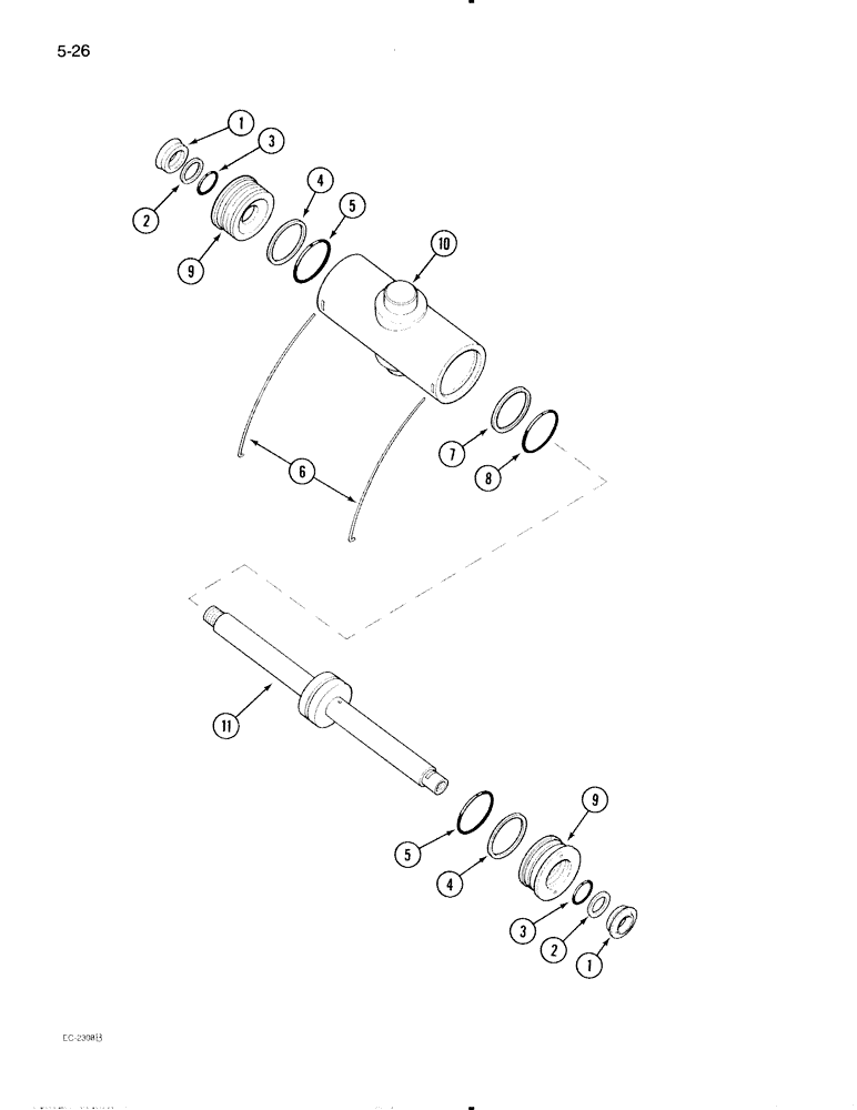 Схема запчастей Case IH 595 - (5-26) - POWER STEERING CYLINDER, ADJUSTABLE FRONT AXLES (05) - STEERING