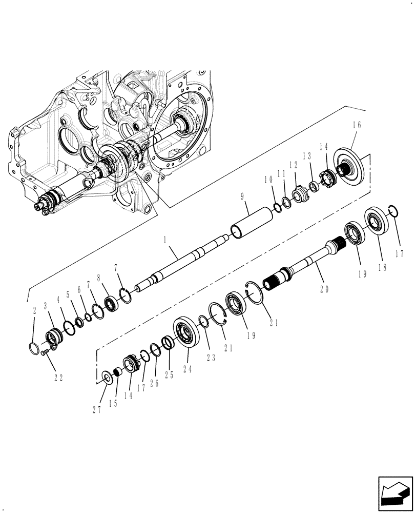 Схема запчастей Case IH FARMALL 50 - (03.09) - FWD SHAFT & MID PTO SHAFT (03) - TRANSMISSION