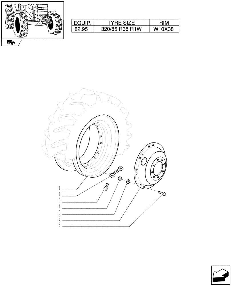 Схема запчастей Case IH PUMA 210 - (82.00[09]) - FRONT WHEELS (11) - WHEELS/TRACKS