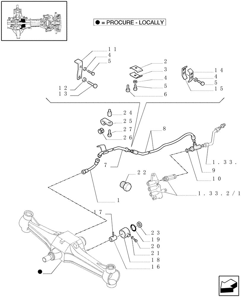 Схема запчастей Case IH JX100U - (1.33.2/03) - (VAR.422) VERSION FOR JAPAN - HYDRAULIC LINES - PIPES (04) - FRONT AXLE & STEERING