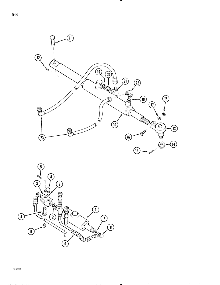 Схема запчастей Case IH 695 - (5-08) - POWER STEERING CYLINDERS AND HOSES, TWO WHEEL DRIVE TRACTOR (05) - STEERING