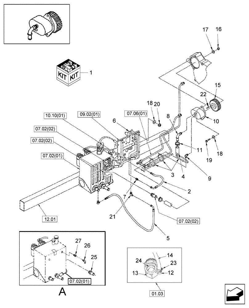 Схема запчастей Case IH WDX2302 - (18.16) - AUXILIARY ENGINE-MOUNTED HYDRAULIC DRIVE KIT Attachments